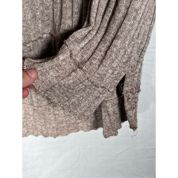 Free People Women’s Mock Neck Ribbed Pullover Sweater Taupe Size XS - Picture 2 of 7
